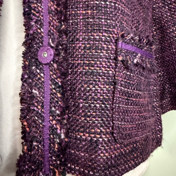 Charter Club Women's Purple Tweed Jacket blazer with pockets in size large - Picture 3 of 13